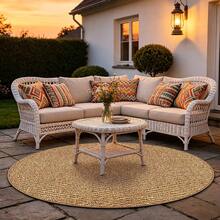 1pc Pineapple Pattern Woven Indoor/Outdoor Universal Carpet, Round Patio Deck Garden Poolside Mat, Foldable Easy To Clean Large Size Rug, Suitable For Outdoor Balcony, Yard Use - Brown - View 2