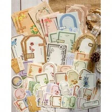 100件手繪拼貼裝飾套組，復古郵局系列剪貼簿紙、DIY貼紙，混合媒材拼貼卡片製作，適用於手帳、日記本、水壺，適合女孩與女性的禮物 - A - 查看 6