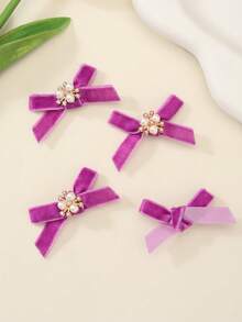 30pcs Velvet Bowknot Pearl Ornaments, Multicolor, 5.5cm, Suitable For Clothing, Shoes, Hats, Gift Wrapping, DIY Crafts - Multicolor - View 19
