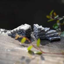 4pcs Miniature Resin Stone Stairs, Mini Fairy Garden Decor Stone Sculpture, Micro Landscape Bonsai Path Stairs, Suitable For DIY Micro Landscape, Gardening Decoration Ornaments And Fairy Garden Decor, Dollhouse Yard Pathway, Resin Craft - A - View 4