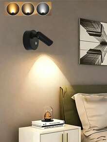 Guanova 1件 LED充電式壁燈,磁吸式聚光燈,畫作燈,夜燈,床頭閱讀燈,護眼臥室夜燈,可調亮度,無線免鑽孔,360°旋轉觸控,充電電池,適用於臥室、房間、客廳、走廊、床頭、浴室、樓梯,電池容量500mAh - 彩色 - 查看 2