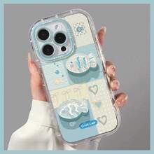 Fresh Ocean Fish Love Heart 3D Folding Bracket Compatible For 16 15 11 13 12 14 Pro Max 16 Plus Feather Yarn Soft Cover Camera Lens Protection Anti-Slip - Case GZ - View 5