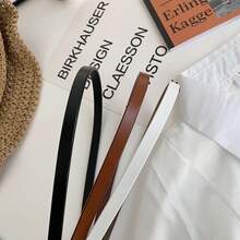 Women's PU Leather Thin Belt, Versatile Decorative Knot Belt, Fashionable Black Belt For Dresses, Sweaters And Skirts That Enhances The Waist. - 駝色 - 查看 2