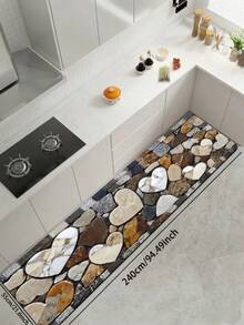 1pc Faux Stone Texture Heart-Shaped Creative Vintage Diatom Mud Kitchen Mat, Cushioned Oil-Resistant Absorbent Non-Slip, 3.5mm Customizable Cut, Kitchen Bathroom Entryway Personalized Home Decor Rug - Multicolor - View 14