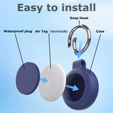 1pc Silicone Protective Case Waterproof Anti-Lost Tracker Cover Keychain Locator Holder Shell Compatible With Apple AirTag Tracker Accessories - Multicolor - View 7