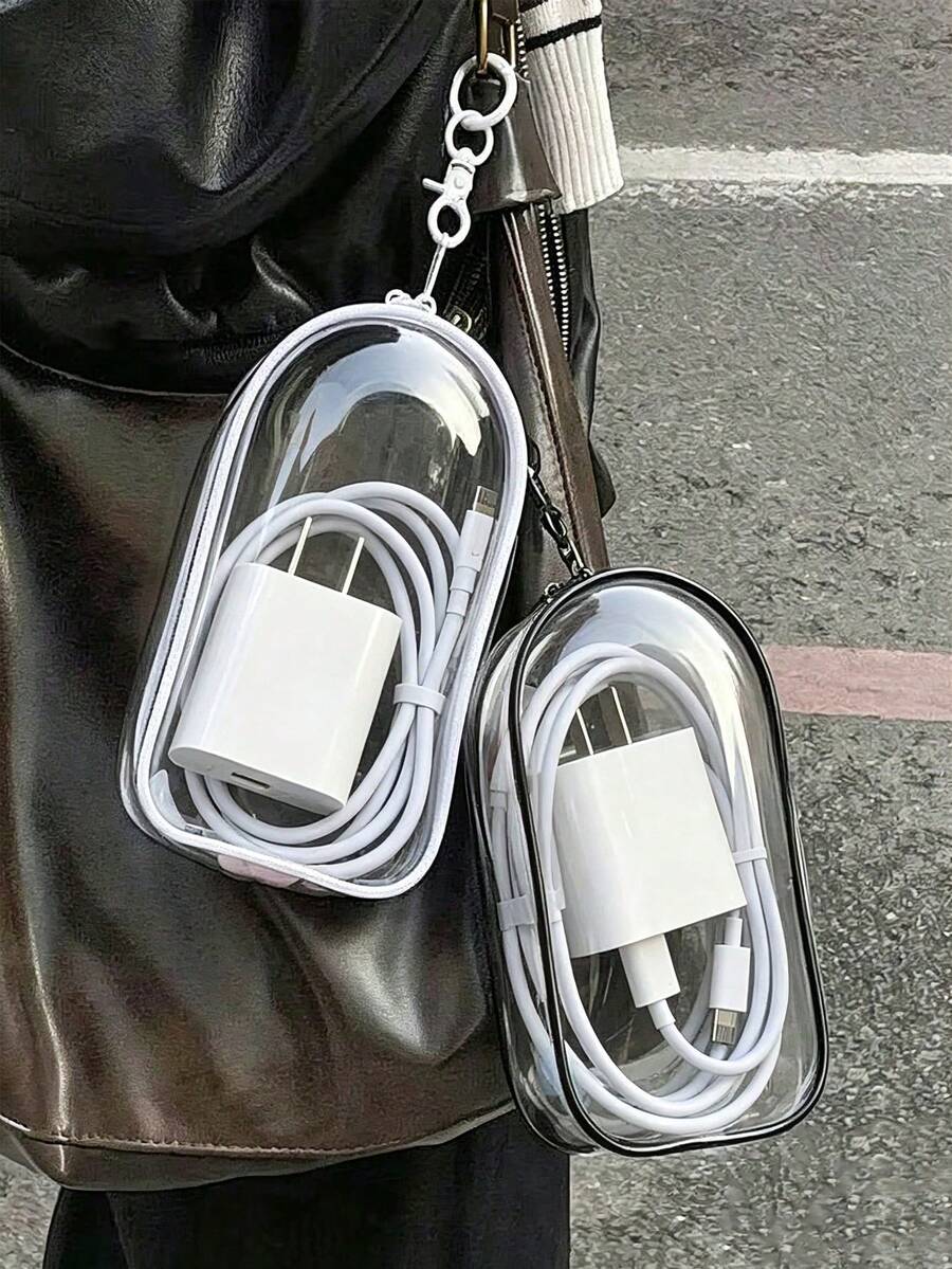 Mini Transparent Cable Organizer Box, Portable Cable Management Organizer For Chargers, Earphones, Power Banks, Data Cables And Other Tech Accessories, Travel, Office, Home, Car Storage Box, Electronic Products Organizer, Keep Things Neat And Organized, Essential,Bedroom Room Decor,Back To School