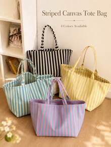 Bolso Tote Estilo Coreano Nuevo de Verano, Bolso de Hombro de Lona de Gran Capacidad para Desplazamientos, Bolso de Playa, Ideal para Viajes al Aire Libre y Temporada de Regreso a Clases, Regalo Único de Vacaciones, Regalo de Graduación, Regalo del Día de la Madre, Recuerdo - Multicolor - Ver 3