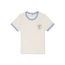 FILA Women's Round Neck T-Shirts, Marlia Regular Graphic Ringer T-Shirt, 100% Organic Cotton, Short Sleeve, Regular Fit, Chest Print And Embroidered Logo - Off-white - View 1