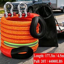 Heavy-Duty Tow Rope, 4.5 Meters/20 Tons (44,000 Lbs) High-Strength Nylon Dynamic Recovery Rope With Bow Buckle And Storage Bag, Suitable For Truck, SUV, And UTVATV Emergency Rescue. - A - 查看 7