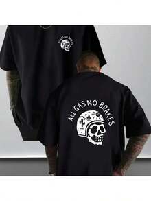 Camiseta de talla para hombre, diseño estampado a doble cara, transpirable y que absorbe la humedad, lavable aáquina y fácil de cuidar, cuello redondo informal, manga corta para tod - Negro - Ver 7