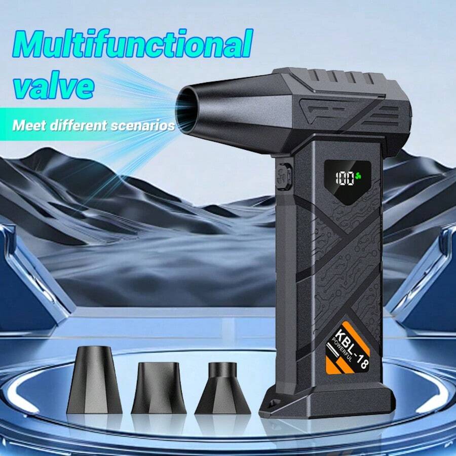 Powerful Turbo Fan, Portable Leaf Blower And Snow Blower, Ultra-Strong Turbo Fan, Brushless Motor Turbo Fan, Type-C Rechargeable Battery With Long Battery Life, Equipped With 3 Nozzles, Built-In 2 X 3000mAh Lithium Batteries, Suitable For Dust Removal And BBQ Charcoal Use, High Power Mode For Home Computer Case, Keyboard, Car Windshield, Leaf Blowing, Snow Removal, Etc., Must-Have For Car Owners