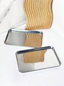 1 Peça Bandeja Grande Quadrada de Aço Inoxidável para Armazenamento e Desinfecção de Ferramentas de Arte de Unhas - Prata - Visão 5