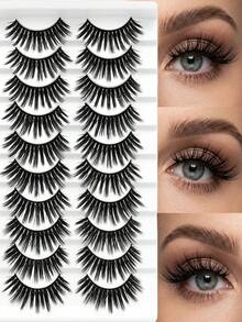 10 Pairs Soft Cat Eye False Eyelashes, Fluffy And Full Appearance, High Resilience And Reusable Material, Suitable For Daily Makeup, Parties, Weddings And Holiday Looks - View 6