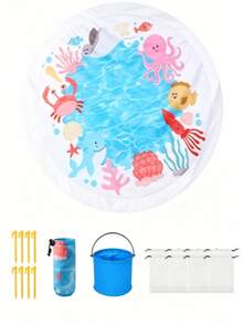 1 buah Alas Bermain Air Lipat untuk Anak, Alas Bermain Air Luar Ruangan 2-in-1, Alas Pantai & Kolam Renang Tahan Air dan Tahan Pasir - MultiWarna - View 5