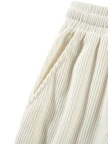 Pantalones rectos de pana sencillos para hombre, otoño - Beis - Ver 11