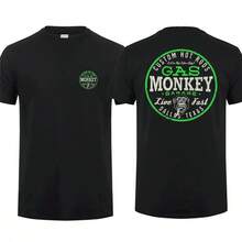 Erstaunliche T-Shirts für Männer, Lässiges Oversized-T-Shirt mit Gas Monkeys Garage Hot Rods Circle Logo, Limitiertes Doppelseitiges T-Shirt für Herren - 1 - Übersicht 2
