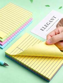 2pcs/1pc Lined Sticky Notes, 4 Colors Mixed 100 Sheets/Book, Portable Student Note Marking Sticky Note Pad, Self-Adhesive Easy To Use, Suitable For Office, Home, School, Office Assistant, Study Supplies, Back To School Essential, Dormitory Essential - 10*15.2cm - View 1