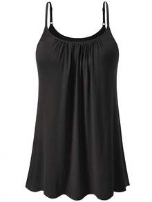 Vislivin Women's Summer Camisole With Built-In Bra - Seamless Sleeveless Top, Soft And Loose Camisole With Adjustable Straps, Elegant And Comfortable Blouse For Casual Wear - 黑色 - 查看 2
