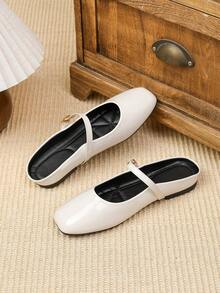 Women's Commuter Shoes New Style Retro Red Mary Jane Shoes With Buckle - White - View 4