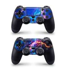 1 Set Printed Pattern Skin Stickers Compatible With PS4 Slim Game Console, Waterproof Scratch-Resistant Personalized Decorative Protective Film For Controller - View 3