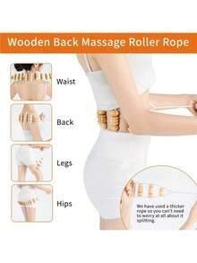 1pc Wood Massage Tools, Back Roller Strip Trigger Point Self Massager, Full Body Muscle Massage, Back Massage Tool For Muscle Relief,School,Back To School,Travel,Travel Essentials,Home Essentials,Spa,Massage Tool,Massage,Massager,Spa - Brown - View 2