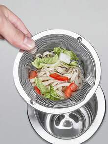 1pc/2pcs/3pcs Stainless Steel Sink Strainer With Handle, Durable Rust-Proof Mesh Filter, Easy To Clean Kitchen Sink Basket And Drain Protector, Anti-Clogging Food Debris Collector - Sink Filter - View 2
