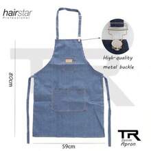 Delantal de estilo grueso lienzo de algodón y denim, delantal de trabajo doméstico de cocina anti-manchas - azul claro - Ver 1