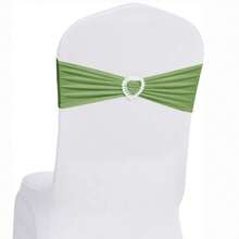 10pcs Spandex Chair Back Decorative Ties, Elastic Chair Bands With Bows And Heart-Shaped Buckle Sliders, For Graduation Season, Prom, Wedding, Party, Banquet Decoration - Mint Green - View 8