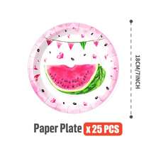 100/25/10pcs Pink Heart Melon Pattern Disposable Plates, Napkins, Cups, Disposable Party Supplies Set, Suitable For 25 Guests, Disposable Paper Plates Party Tableware Suitable For Birthday, Wedding, Theme Party, Family Picnic - Style 1 - View 6