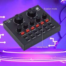 V8 Live Streaming Sound Card Audio Interface, Pengubah Suara Mixer dengan Berbagai Efek Suara, Cocok untuk Live Streaming, Bernyanyi, Game Streaming, Rekaman Podcast, Kompatibel dengan Ponsel, Komputer, Mikrofon, Hadiah Unisex - View 5