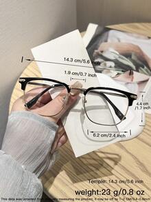 1pc Women's Half-Frame Square Metal Eyeglass Frames, High Quality, Elegant, Exquisite, Elegant, Suitable For Daily Wear In Office Or Campus - Clear - View 10