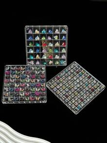 1pc Magnetic High Transparency Nail Art Rhinestone Jewelry Storage Box With Dividers - Clear - View 2