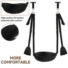1pc SM Product BDSM Door Sex Swing With Seat, Soft Plush With Adjustable Straps, Hanging Door Handcuffs Leg Restraints Spreader Kinky Adult Sex Toys - Black - View 6