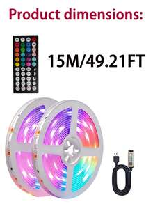 LED Light Strip, RGB Music Sync Color Changing Bluetooth LED Light Strip, With Smart APP Control Remote And Remote Control, Suitable For Room, Parts, Essentials, Atmosphere Decoration (100ft - 2 Rolls 50ft), Bedroom, TV, Room DIY (APP + Remote Control), Decorative Lighting Fixtures, Ambient Light Strip - White Plate - View 12