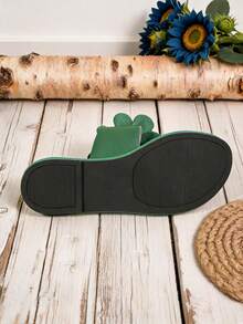 1 Pair Women Green Bohemian Open Toe Flat Slide Sandals 3D Flower Rhinestone Butterfly Slip On Summer New Design - Green - View 8