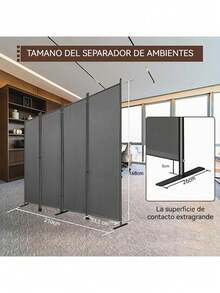 Biombo Separador Portátil Fácil Montaje 4 Paneles Moderno - gris - Ver 9