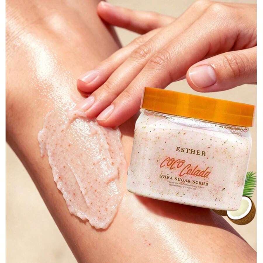 Coconut Body Scrub, Sea Salt Exfoliating Body Scrub, With Coconut, Collagen, Hyaluronic Acid, Retinol, Niacinamide, Shea Sugar Exfoliating Hydrating, Gentle Skincare, Birthday, Valentine's Day Gift, Christmas Stuffers, New Years Gift, 7.05oz - 椰子 - 查看 1