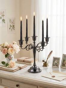 1pc Alloy Metal 5-Arm/3-Arm Candlestick Holder, Home & Wedding Decor Candle Stand, Tabletop Ornament, Room Decor, Birthday & Graduation Gift, Wedding Decoration, Mother's Day Gift, Easter Decor, Home Decor/Tabletop Decor/Wedding Centerpiece/Graduation Gift/Best Friend Gift/Father's Day Gift - Hand-polished - View 7