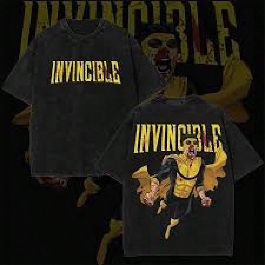 otakuRetro Camiseta con Estampado Inspirado en Invincible de los 2000 – Oscura ...corte holgado - Negro - Ver 1