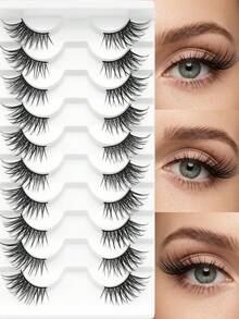 10 Pairs Soft Faux Mink Eyelashes - Reusable False Eyelashes, Eye Tail Extension Design, Fox Eye Style, Suitable For Daily Dating, Stage Parties, Makeup Use, Create Natural And Charming Makeup Effect, Easy For Beginners To Use - View 6