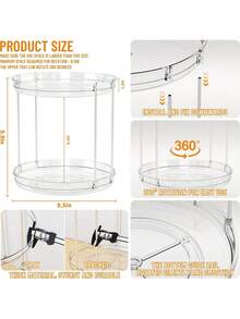 1 pieza Organizador de cosméticos de escritorio transparente con rotación de 360° y gran capacidad, estante de almacenamiento de cocina, estante de almacenamiento multifuncional, organizador de cosméticos como regalo del Día de San Valentín, organizador de cuidado de la piel, almacenamiento multifuncional - A - Ver 6