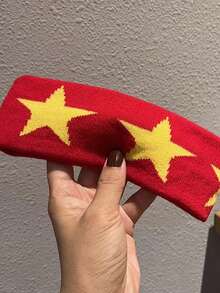 1/2/4/5件裝星星黑白軟質極簡風髮箍，運動嘻哈吸汗防滑裝飾日常髮帶 - 彩色 - 查看 9