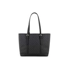 MICHAEL KORS MK Jet Set Travel Solid Color Classic Monogram Simple Coated Canvas Tote Bag/Shoulder Bag For Women, Black - 35S0GTVT1V-bLACK - View 3