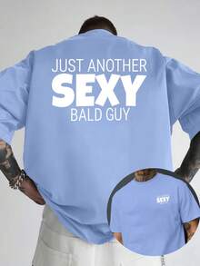 Chemise de sport décontractée pour hommes à manches courtes, imprimé "Just Another Bald Guy", design d'homme chauve, col rond, stylé, coupe ample, nouveau modèle, imprimé double face sur le devant. - Blanc - Voir 4