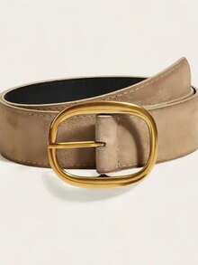 1pc Suede Brown Buckle Simple Fashion Versatile Decorative Belt, Suitable For Jeans, Skirts, Casual Wear, Daily Outfits - Brown - View 1