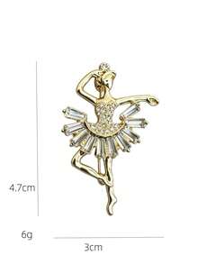 1pc Alloy Gold-Plated Ballet Girl Brooch, Trapezoid Crystal Rhinestone Dancer Design Metal Pin, Perfect Gift For Qixi Festival, Valentine's Day, Birthday, Anniversary, Ball, Suitable For Suit Jacket, Dress, Bag, Elegant Decorative Badge - Multicolor - View 6