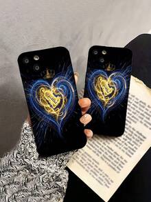 Corona de corazón Stitch azul doradofunda de teléfono Fundas compatibles con ,Apple,VIVO,OPPO,,, y Honor.Fabricadas en silicona TPU,ofrecen protección contra golpes y caídas. - Negro - Ver 5