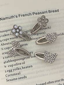 5pcs Set Exquisite Small Faux Pearl Hair Clips Fashion Rhinestone Bangs Side Clips Women Hair Accessories,Hair Claws - View 2