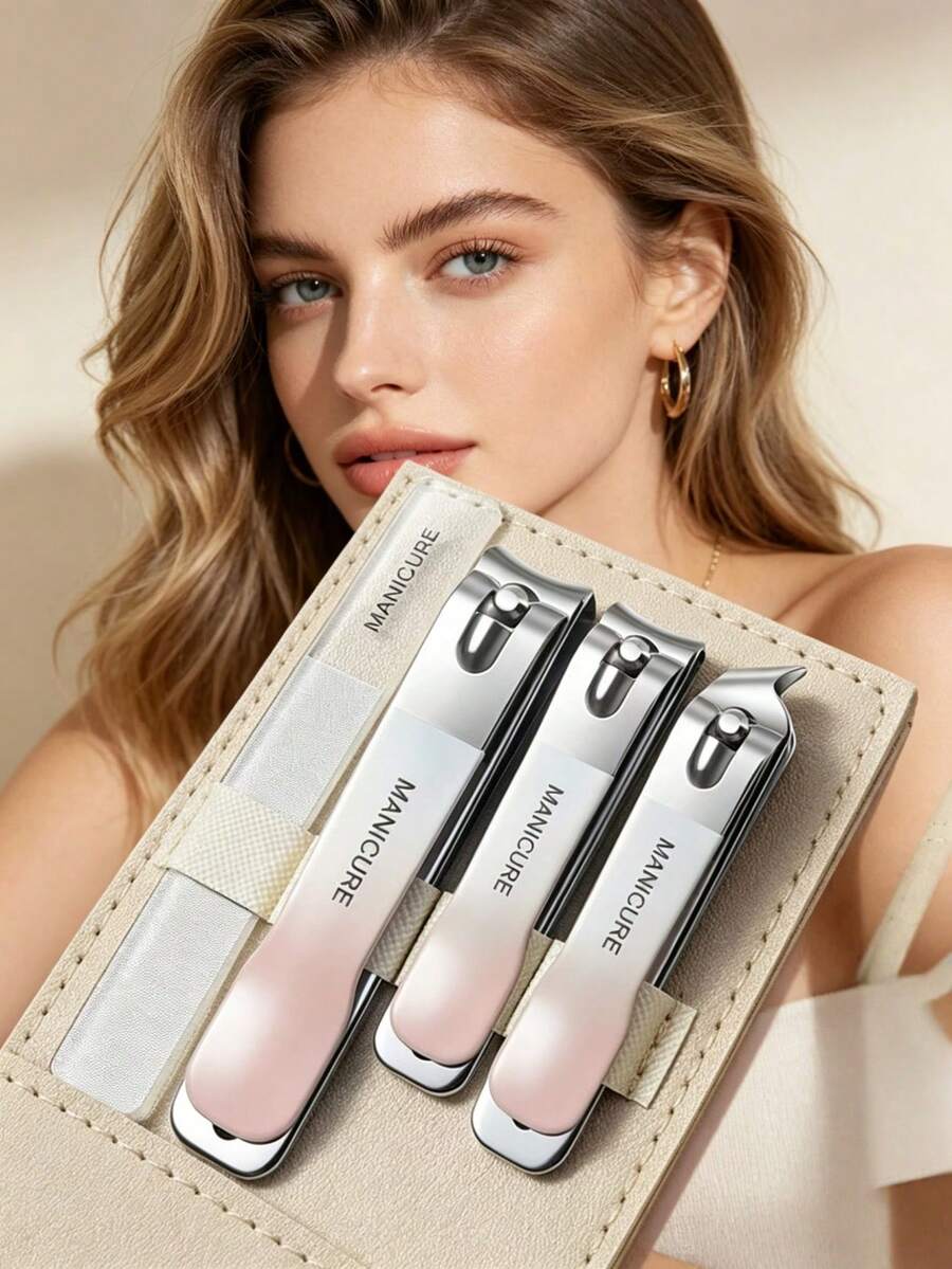 New Fashion High-End 3pcs Nail Clipper Set, Professional Trimmer, Foot Care Tool, Nail File, Manicure Set, Home Care Souvenir, Suitable For Gifts To Friends, Colleagues And Relatives