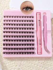 120PCS 10-18mm D Curl Eyelash Extension Kit, Includes Eyelash Glue, Sealing Glue, Eyelash Clusters, DIY Eyelash Extension Tools, For Eyelash Gluing, Eyelash Cluster Set, Eyelashes, False Eyelashes - Black - View 8